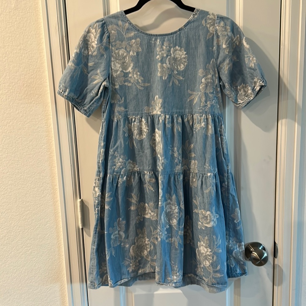 Girls Old Navy Chambray Floral Dress Size 14-16